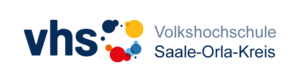 Logo VHS SOK: Schriftzug blau, grau mit bunten Kreisen