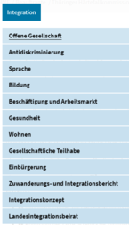 Navigation Integration, Text auf blauem Hintergrund, Menü-Leiste