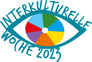 Logo Interkulturelle Woche 2023 - Auge in Petrol