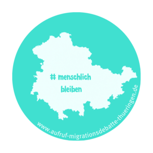 Grundriss Thüringen mit Inschrift #menschlich bleiben