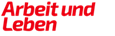 Logo Arbeit und Leben, roter Schriftzug auf weißem Hintergrund